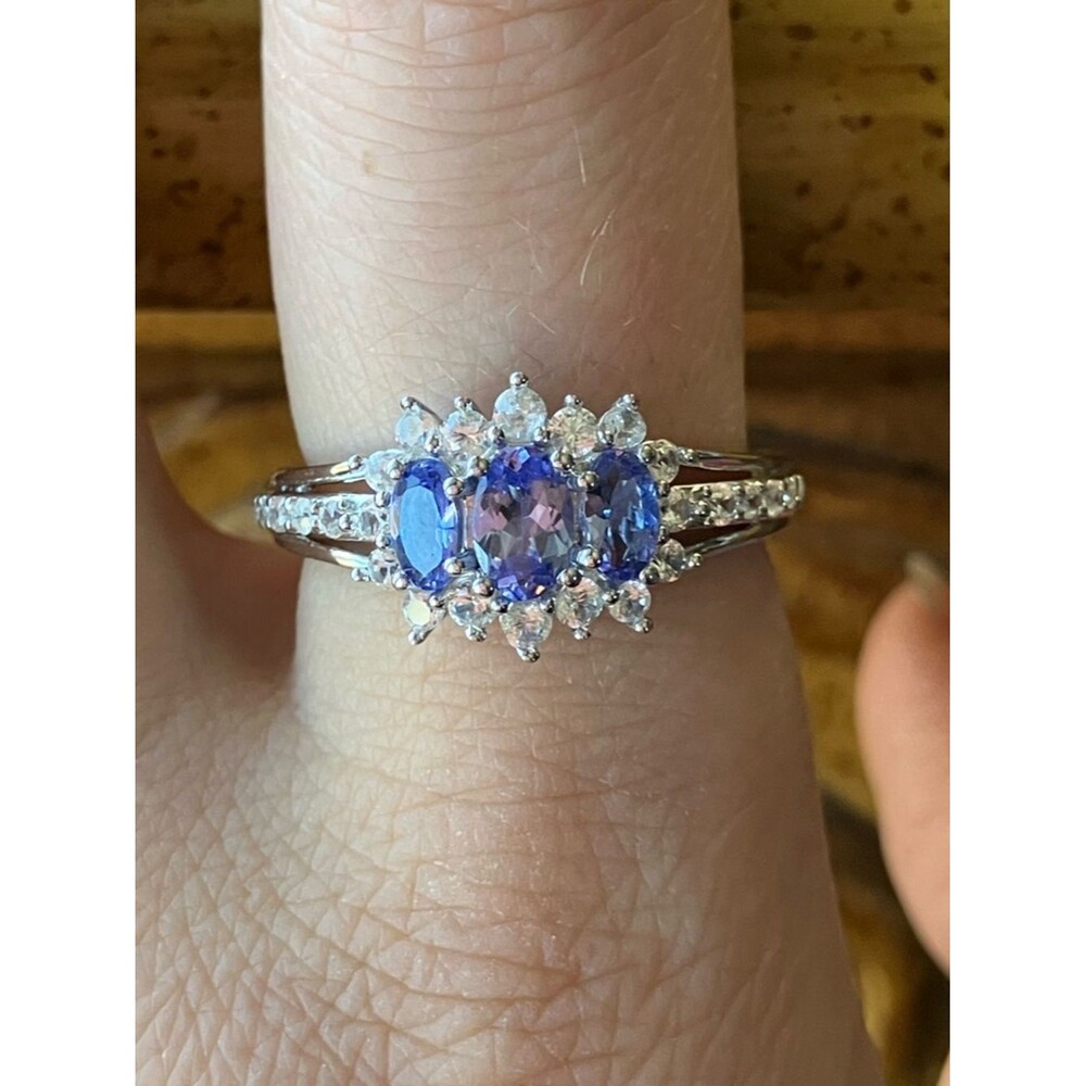 Natural Tanzanite Sterling Silver Ring Size 9